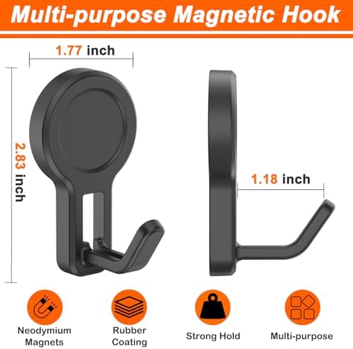 4 Pack Magnetic Grill Hooks, Strong Magnetic Hook for Grill, Rust Proof & Heavy Duty Outdoor Magnetic Hooks, Grills Magnetic Hooks for Barbecue Tool, Outdoor Hanging, Refrigerator, Grill, Kitchen - Image 4