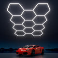Hexagon Garage Lights: 322W 11 Grids Hexagon LED Lights - Easy Install 6500K Super Bright Honeycomb Lights Ceiling for Garage, Warehouse, Car Detailing Shop, Exhibition Hall, Gym by WelcometovisitLitezone