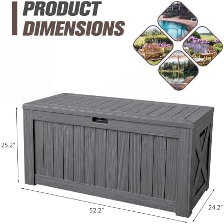 JUMMICO 120 Gallon Resin Deck Box, Large Outdoor Storage Box Waterproof - Image 6