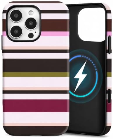 for iPhone 16 Pro Max Case, Magnetic Matte Frosted Dual-Layer Striped Phone Case for Women, Retro Aesthetic Cover Compatible with Mag Safe Accessories - Retro Vineyard by YKCZL