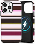 for iPhone 16 Pro Max Case, Magnetic Matte Frosted Dual-Layer Striped Phone Case for Women, Retro Aesthetic Cover Compatible with Mag Safe Accessories - Retro Vineyard by YKCZL