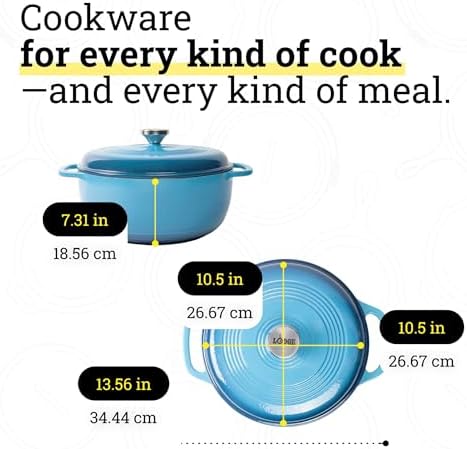Lodge Essential Enamel Cast Iron Dutch Oven, 6 Quart, Cornflower Blue - Image 5