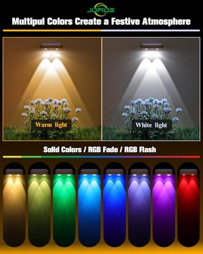 JOFIOS Solar Fence Lights 8 Pack Brown, 50 Lumens Outdoor Fence Lights Solar Powered with 12 Modes RGB Color Glow, LED Deck Lighting Outdoor Waterproof IP65, Backyard, Deck, Porch, Railing, Pool, Wall - Image 4