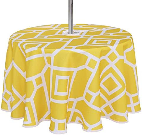 LUSHVIDA Moroccan Round Outdoor Tablecloth with Umbrella Hole 60 Inch by LUSHVIDA