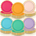 96 Pcs Candy Rainbow Paper Plates 9 Inch Scalloped by Tiangrid