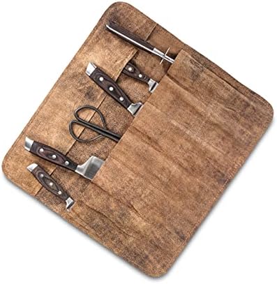 Angus Stoke Knife Roll Bag Genuine Leather – knife case for Chefs 7 slots – Leather Knife with handle and strap Frank (Brown-Antique) - Image 3