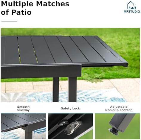 MFSTUDIO Outdoor Expandable Table for 6-8, Large Metal Dining Table - Image 6