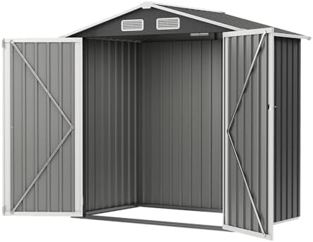 UDPATIO 6x4 FT Metal Storage Shed,Outdoor Shed,Garden Shed for Patio,Grey - Image 2