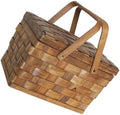 Wooden Woven Picnic Basket for Outdoor Snacks Storage with Handle by OSALADI