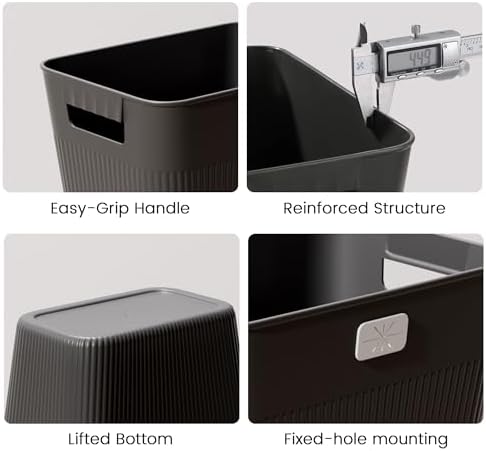 JOYMOOP Slim Trash Can 3-Pack, 2.2 Gallon Plastic Wastebasket for Bathroom, Bedroom, Office, Kitchen with 4 Rolls Bags, Black - Image 5