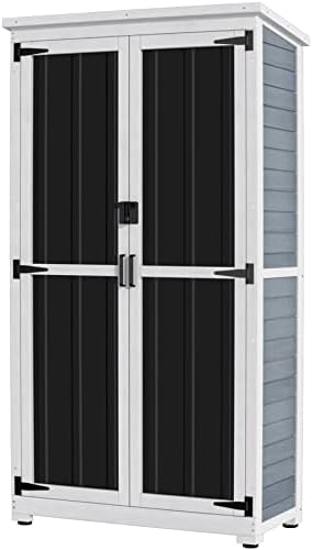 GDLF Outdoor Storage Cabinet, Wood & Metal Garden Shed, Tall Tool Organizer by GDLFGoodLife