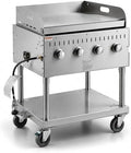 Stainless Steel Liquid Propane Outdoor Grill Silver 30″ With Pizza Oven Commercial Catering Grill with Lid Spark Ignition Removable Grease Tray by GLOWNARY