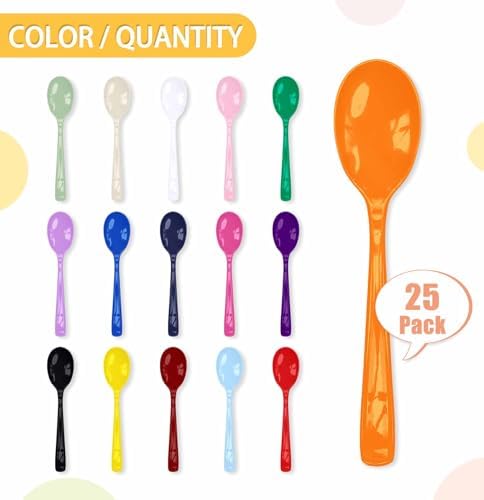 SietDESEO 25 PCS Orange Plastic Spoons Disposable Utensils Heavy Duty Orange Spoons Disposable Cutlery for Birthday Wedding Baby Shower Bridal Shower Plastic Silverware - Image 4