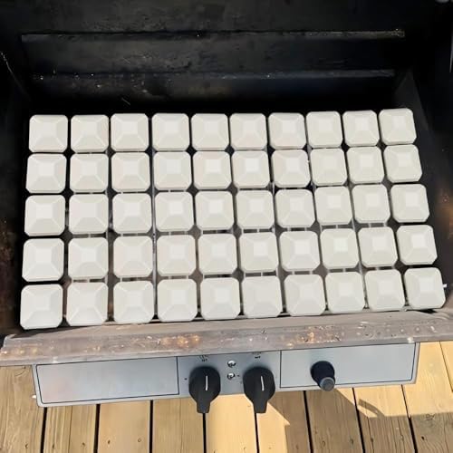 Leship Ceramic Briquettes Replacement for Lynx L27 L30 L36 L42 L54 and Other Gas Grills, Gas Grill Briquettes Replacement for Lava Rocks, 2 x 2 inches, 50-Piece - Image 3