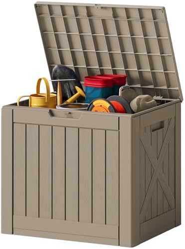 JUMMICO 42 Gallon Resin Deck Box Waterproof Outdoor Storage Box by JUMMICO