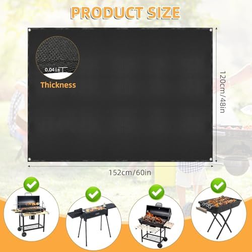 Under Grill Mat for Outdoor Grilling, 60 x 48 inches Double-Sided Fireproof Waterproof BBQ Protector for Deck and Patio Under Grill Mat for Outdoor BBQ - Image 2