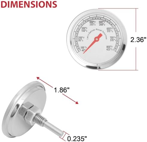 Grill Temperature Gauge for Cooking BBQ Meat, Universal Barbecue Thermometer Replacement for Oven Smoker Accessories - Stainless Steel 100-800℉ Temp Gauge - Image 3