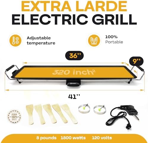 IDL Packaging 36" Electric Griddle, Extra Large Nonstick Flat Top Grill - Image 2
