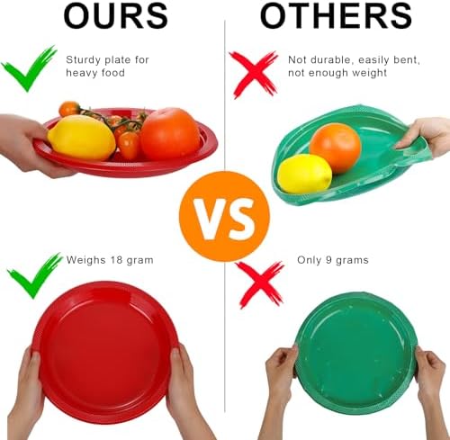 WELLIFE Red Plastic Plates 9 Inch 50 Count - Image 3