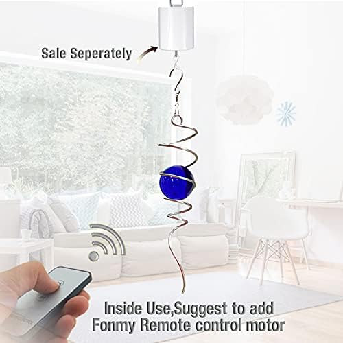 FONMY Gazing Ball Spiral Tail -Decorative Wind Spinner 11" inch Tail and 2" inch Blue Glass Orb. Indoor Outdoor Garden Decoration -13 inch Height - Image 6
