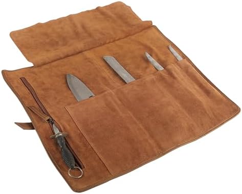 Leather Knife Roll Bag for Chefs – 17.5” x 17.5” Professional Chef Knife Storage Organizer, Portable Culinary Knife Case, Travel Knife Roll for Kitchen, BBQ & Catering (Serena) - Image 5