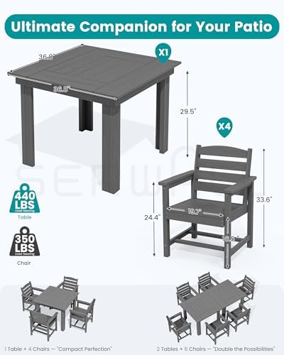 SERWALL HDPE Outdoor Square Dining Set for 4 - Image 2