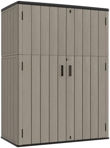 KINYING Outdoor Vertical Storage Shed,57 Cu.ft Outdoor Storage Cabinet Waterproof,Resin Sheds & Outdoor Storage Clearance for Garden,Patio,Backyard,Lockable (Brown) by KINYING