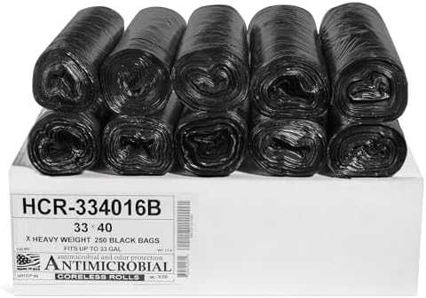 Aluf Plastics 33 Gal Black Trash Bags, 16 Micron (EQ.), 33" x 40" by AlufPlastics