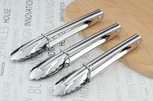 HINMAY Mini Stainless Steel Food Tongs with Silding Rings 7-Inch, Set of 6 - Image 6