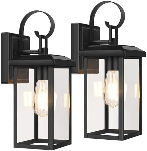 BesLowe 2-Pack 15” Outdoor Wall Light Fixtures, Black Modern Porch Sconces by BringYourBrightFuture