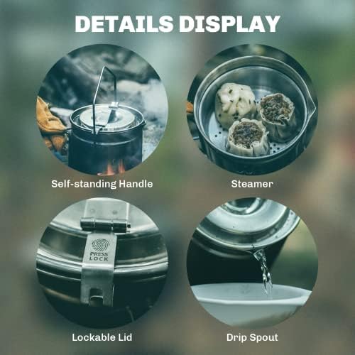 Firemaple Antarcti 1.2L Stainless Steel Pot Food Grade SUS304 Camping Pot - Image 4