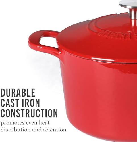 Martha Stewart Gatwick 4 Quart Enamel Cast Iron Dutch Oven - Red - Image 5