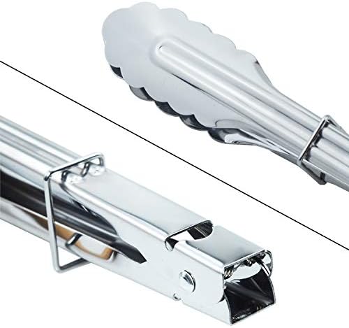 HINMAY 4PCS Stainless Steel Food Tongs Set Kitchen Metal Tongs (9/12 Inch) - Image 4