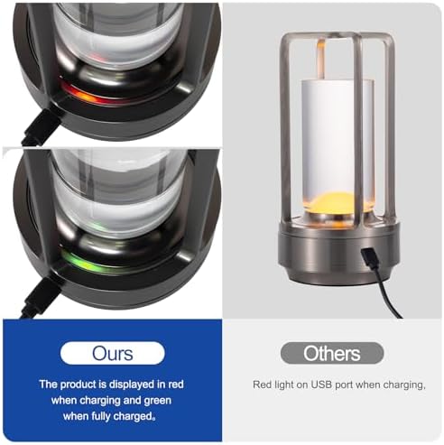Rechargeable Cordless Small Metal Table Lamp, Stepless Dimming, 3-Color - Image 4