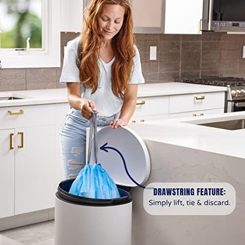 Plasticplace Custom Fit Trash Bags, Compatible with simplehuman Code K (50 Count) Tinted Blue Drawstring Garbage Liners 10 Gallon / 38 Liters, 24" x 28" - Image 4