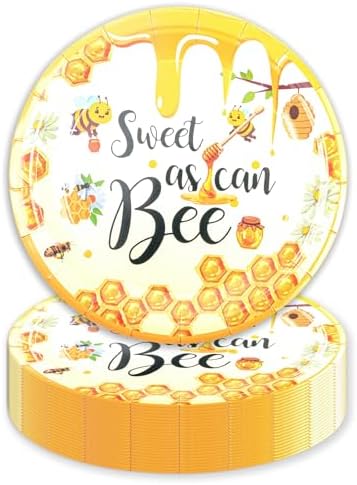 50PCS Bee Decorations for Party, Sweet as Can Bee Paper Plates Disposable Dessert Disposable Tableware Party Favors for Birthday Baby Shower Party Supplies Decorations by Unknown