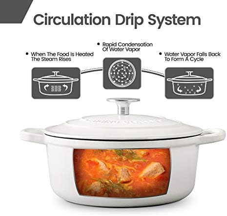 EDGING CASTING Dutch Ovens Enameled Cast Iron Covered 5.5 Quart Dutch Oven with Dual Handle for Bread Baking, White - Image 2