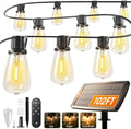 addlon 102FT(96+6) Solar String Lights Outdoor with Remote, Last 30+ Hrs by addlon