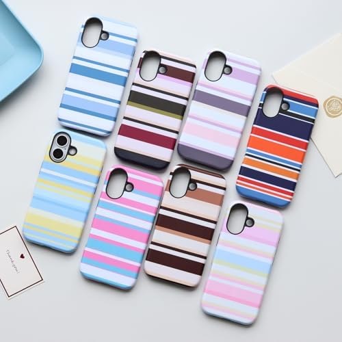 for iPhone 17 Case, Magnetic Matte Frosted Dual-Layer Striped Phone Case for Women, Retro Aesthetic Cover Compatible with Mag Safe Accessories - Cocoa Stripe - Image 6