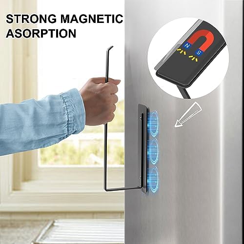 EASTTOWEST Magnetic Paper Towel Holder,Black Towel Bar Rack for Refrigerator BBQ Grills Griddles Toolbox RVs Tailgates,Heavy Duty Strong Magnet Backing,12”(L) x 3”(H),Fit All US Paper Roll - Image 2