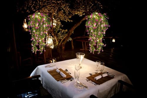 RECUTMS Artificial Hanging Plants with Lights Fake Hanging Spring Flowers - Image 5