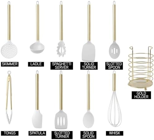 COOK WITH COLOR Silicone Cooking Utensils, Kitchen Utensil Set, Easy to Clean Silicone Kitchen Utensils, Cooking Utensils for Nonstick Cookware, Kitchen Gadgets Set with Holder, 11 Pieces - Image 2