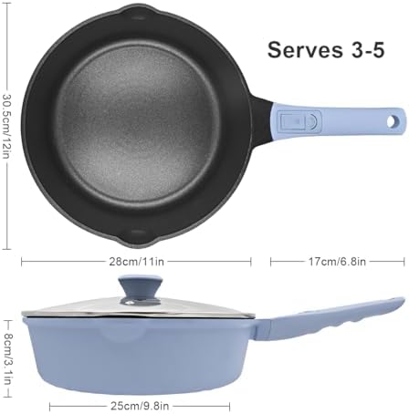 12 Inch Nonstick Deep Frying Pan Skillet with Lid, Large Saute Pan - Image 7