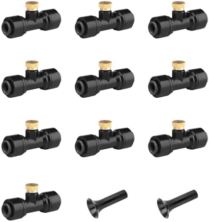 Connector Black 10PCS, Mister Nozzle Replacement Kit for Homenote,Lekit,Bonviee,lifeegrn, 10 Pcs Outside Brass Mist Nozzles & Tees for 1/4'' Hose, Outdoor Water Misting Cooling System, Pation Misting by POCKETPANDA