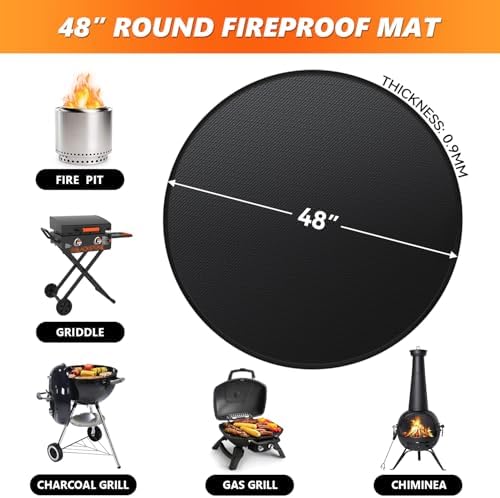 48" Fire Pit Mat for Solo Stove Bonfire, Double-Sided Fireproof Under Grill Mat Deck Patio Protector Pad, Round BBQ Mat for Solo Stove Accessories, Easy to Clean, Reusable (0.9mm) - Image 6