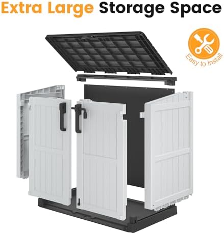 LHBcraft Outdoor Storage Cabinet 36 Cu Ft with Lockable Doors, Waterproof Outdoor Storage Box for Patios,Portable Horizontal Resin Storage Shed, Easy to Assemble - Image 6