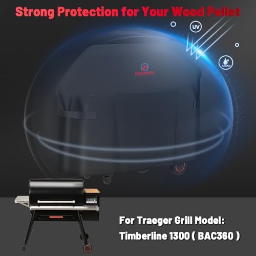 Comnova Grill Cover for Traeger Timberline 1300 - Premium Wood Pellet Smoker Cover for Traeger Waterproof & Heavy Duty, 600D Pellet BBQ Cover Accessory for Treager Timberline 1300 Grills (BAC360) - Image 5