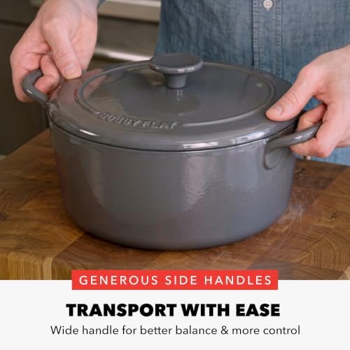 GreenPan x Bobby Flay 5.5QT Enameled Cast Iron Dutch Oven With Lid, Slate - Image 5