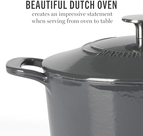 Martha Stewart Gatwick 4 Quart Enamel Cast Iron Dutch Oven - Grey - Image 3