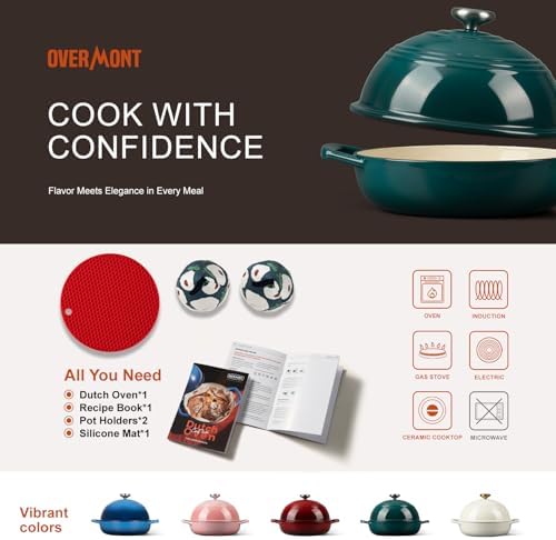 Overmont Enameled Cast Iron Dutch Oven, 6QT Bread Oven with Dome Lid Recipe - Image 6
